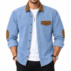 Men’s Premium Wash Contrast Denim Shirt