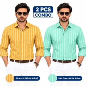 2 Pcs Combo Premium Full Sleeve One Pocket Cotton Shirt