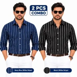 2 Pcs Combo Premium Full Sleeve One Pocket Cotton Shirt