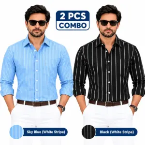 2 Pcs Combo Premium Full Sleeve One Pocket Cotton Shirt