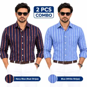 2 Pcs Combo Premium Full Sleeve One Pocket Cotton Shirt