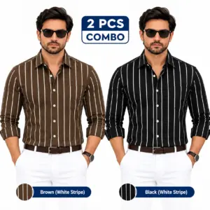 2 Pcs Combo Premium Full Sleeve One Pocket Cotton Shirt