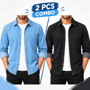 2 Pcs Combo Men’s Premium SoftWash Denim Shirt