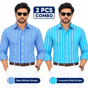 2 Pcs Combo Premium Full Sleeve One Pocket Cotton Shirt