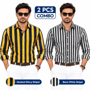 2 Pcs Combo Premium Full Sleeve One Pocket Cotton Shirt