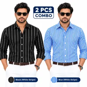 2 Pcs Combo Premium Full Sleeve One Pocket Cotton Shirt