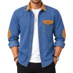 Men’s Premium Wash Contrast Denim Shirt