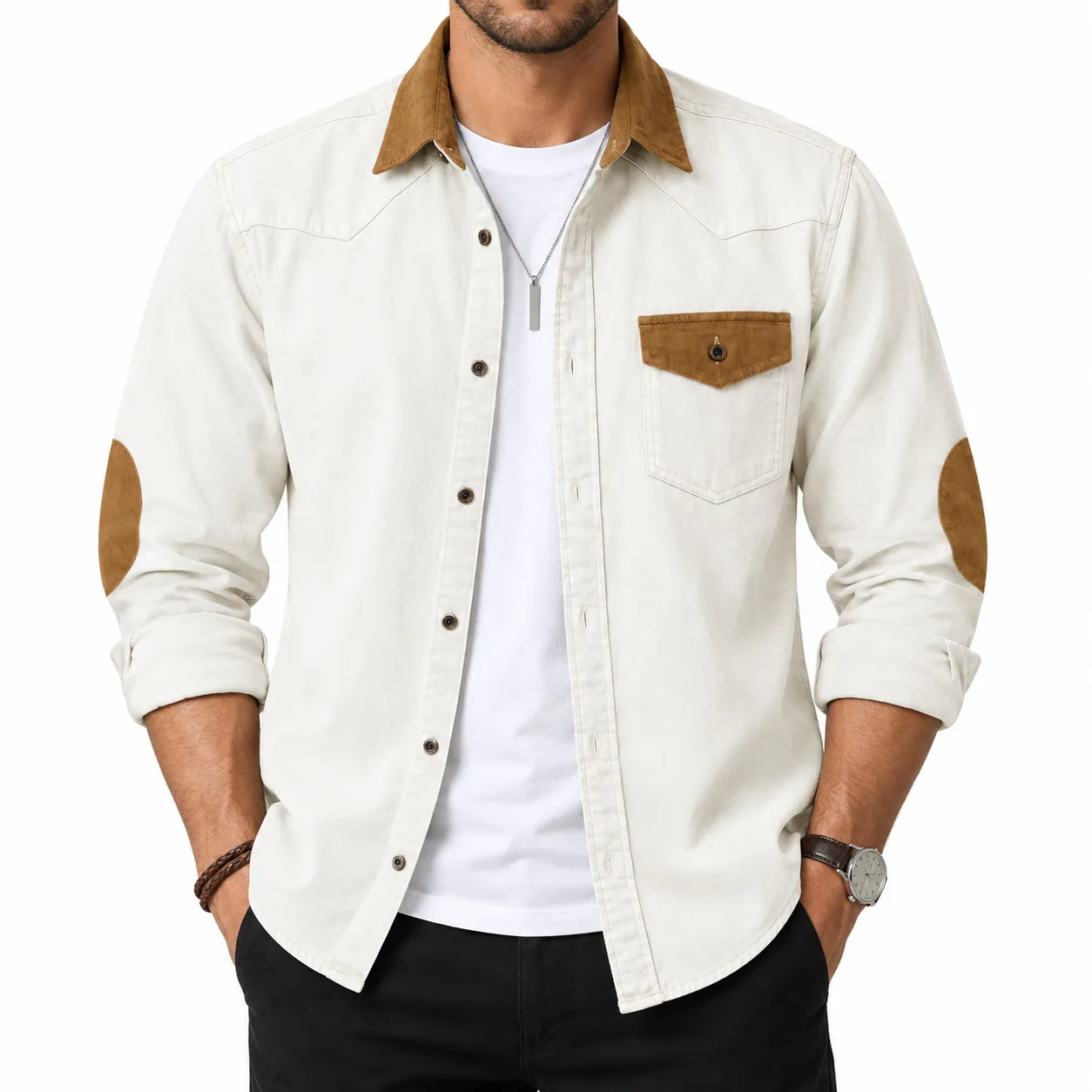Men’s Premium Wash Contrast Denim Shirt