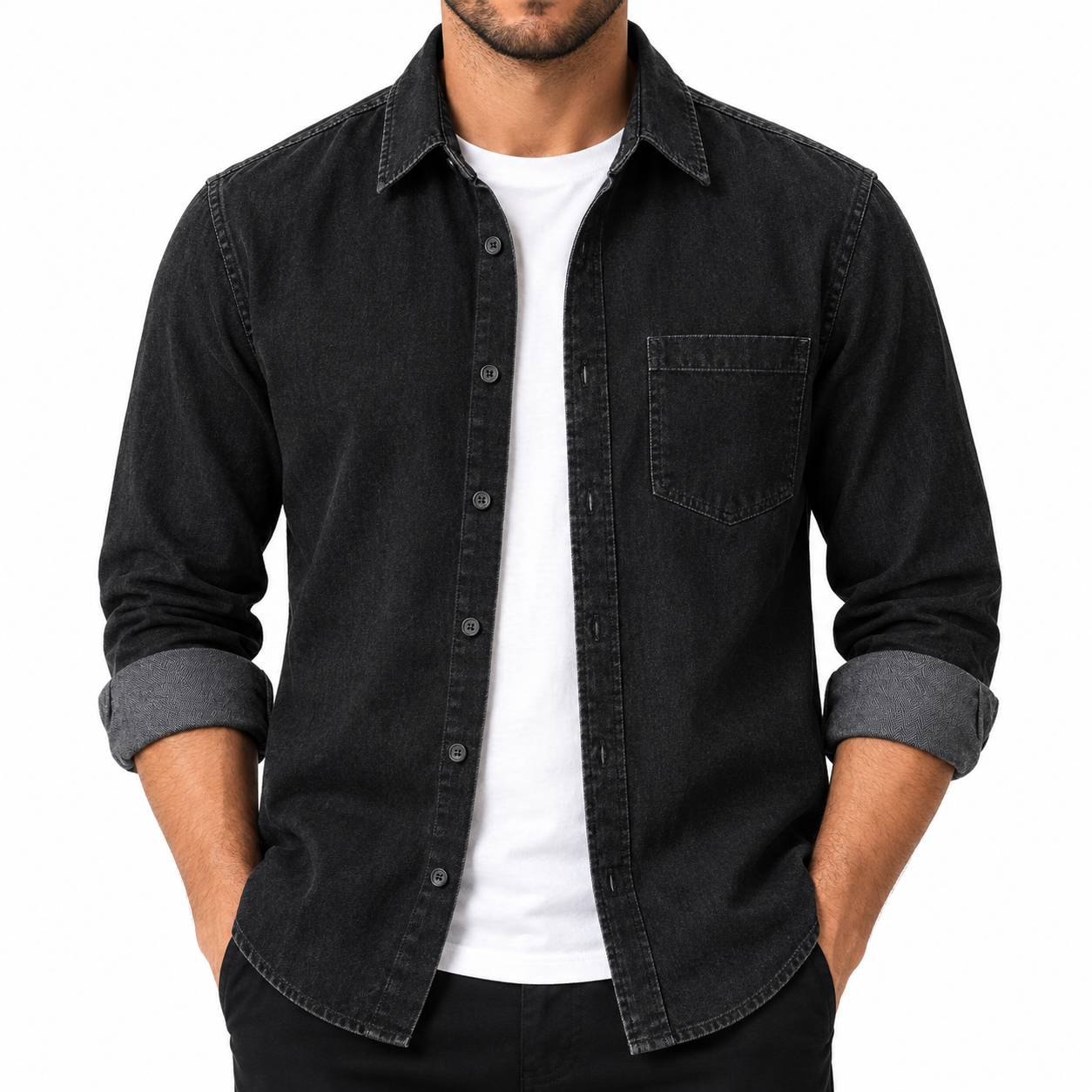 2 Pcs Combo Men’s Premium SoftWash Denim Shirt - Image 5