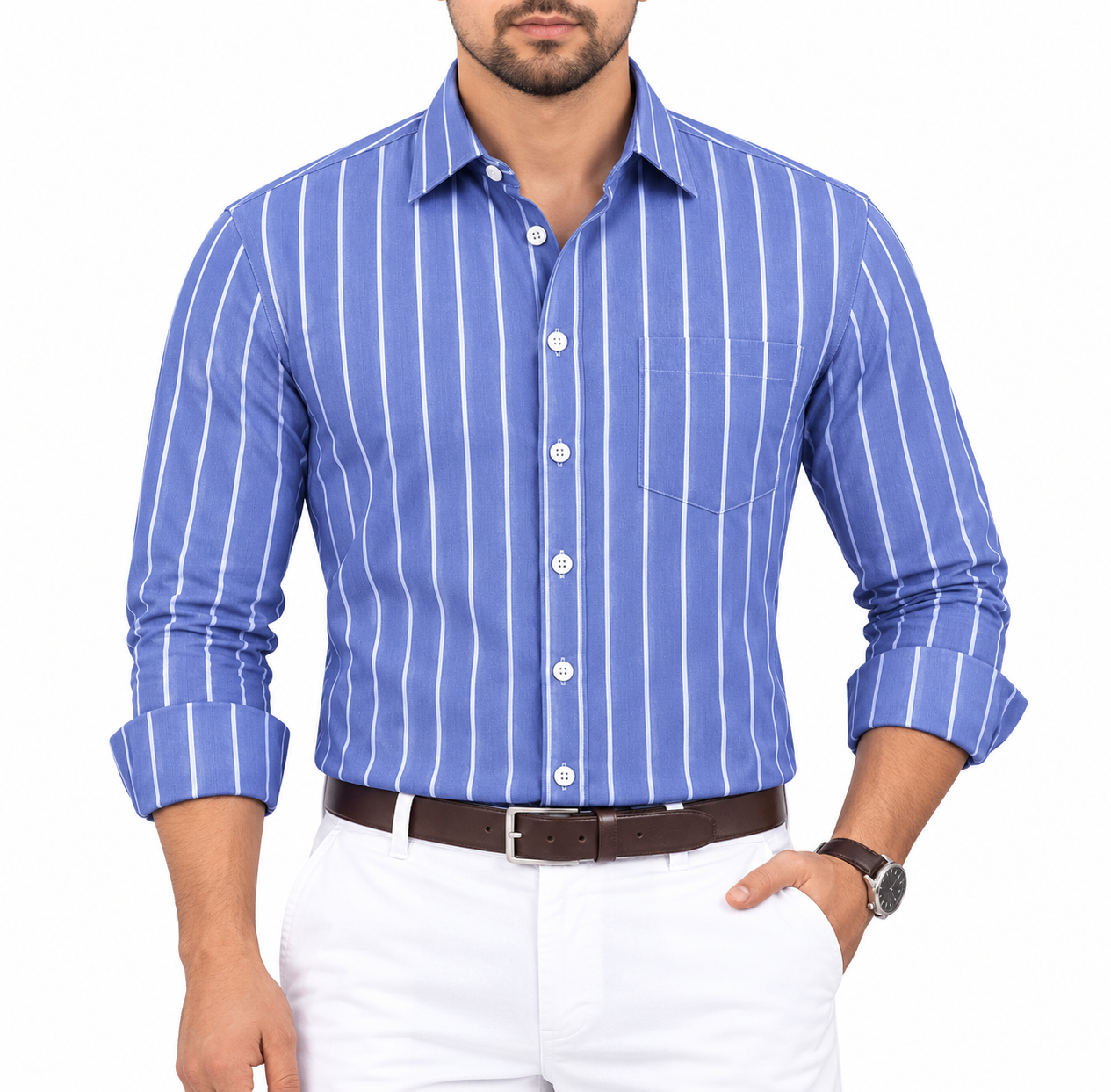2 Pcs Combo Premium Full Sleeve One Pocket Cotton Shirt - Image 3