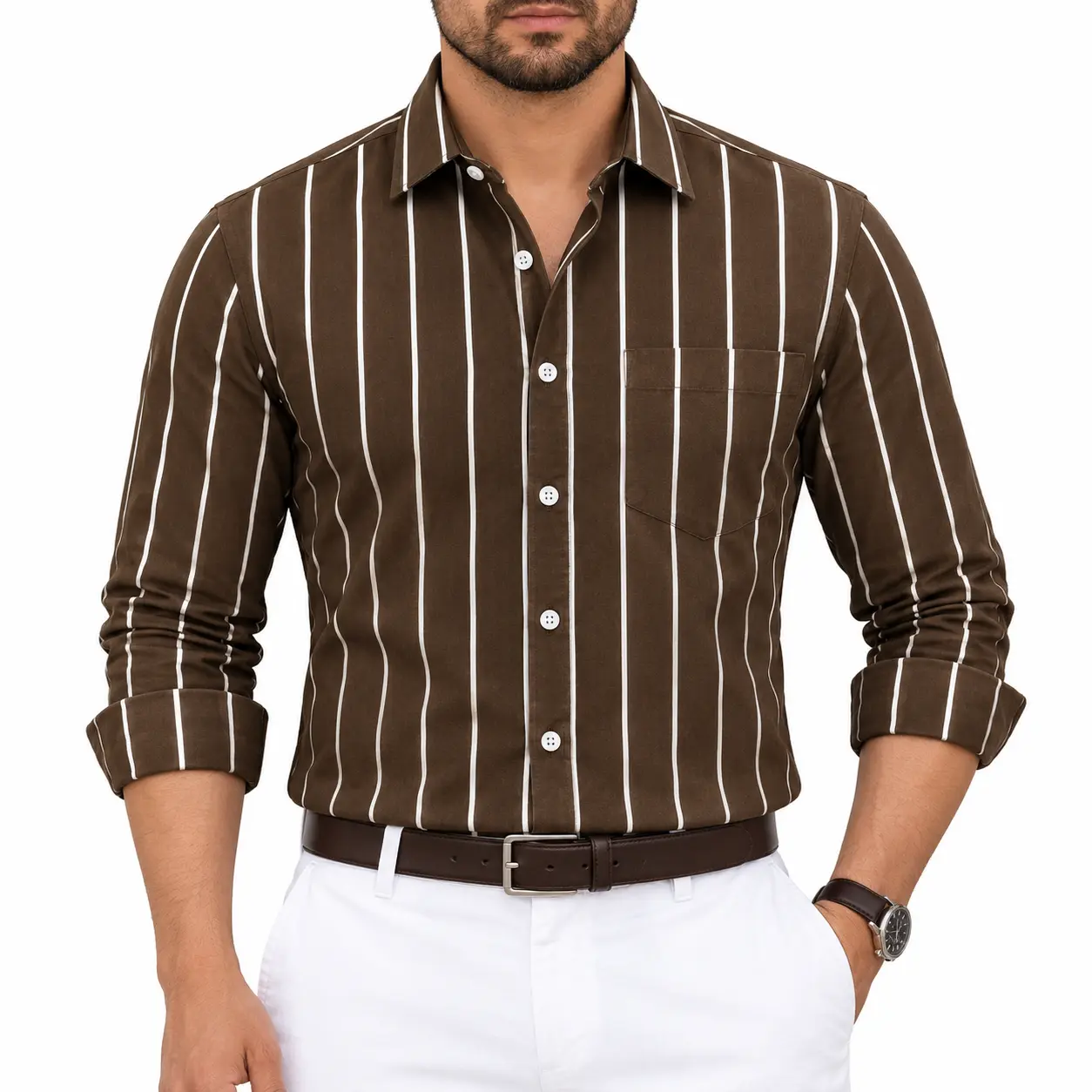 2 Pcs Combo Premium Full Sleeve One Pocket Cotton Shirt - Image 2