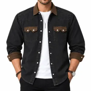 Men’s Premium Wash Contrast Denim Shirt