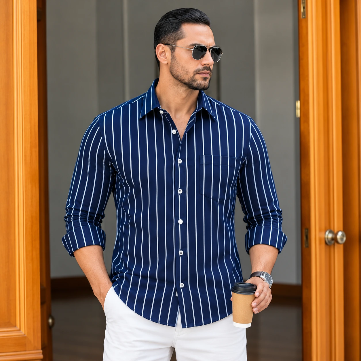 2 Pcs Combo Premium Full Sleeve One Pocket Cotton Shirt - Image 5