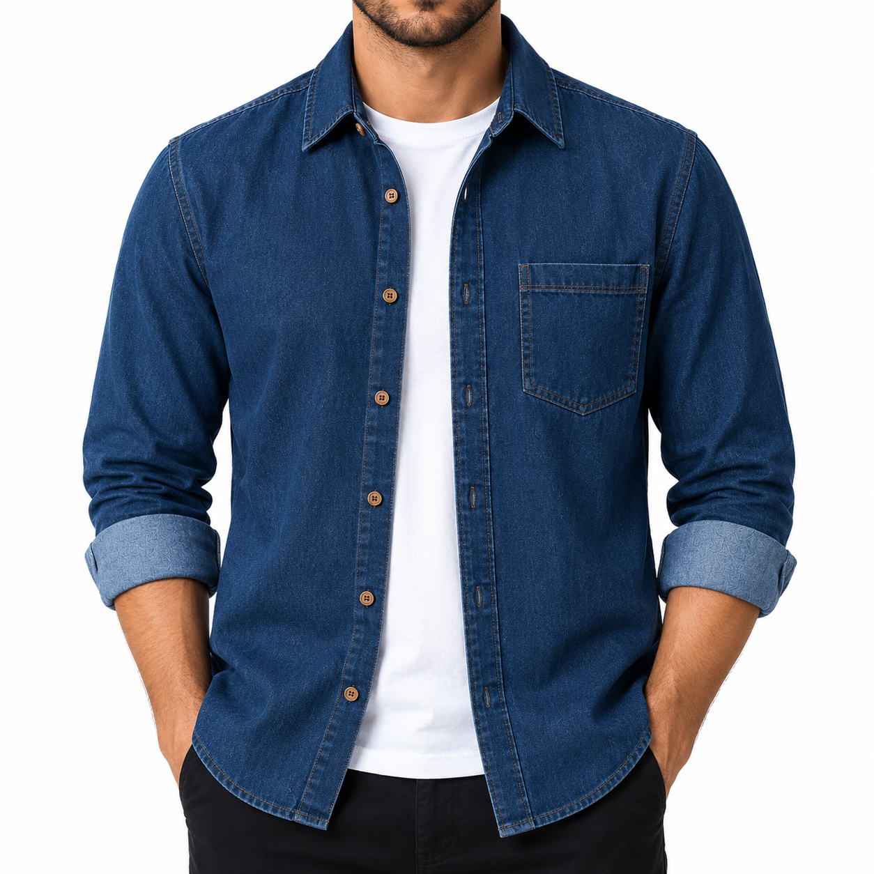 2 Pcs Combo Men’s Premium SoftWash Denim Shirt - Image 5