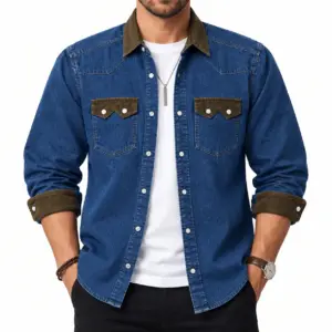 Men’s Premium Wash Contrast Denim Shirt