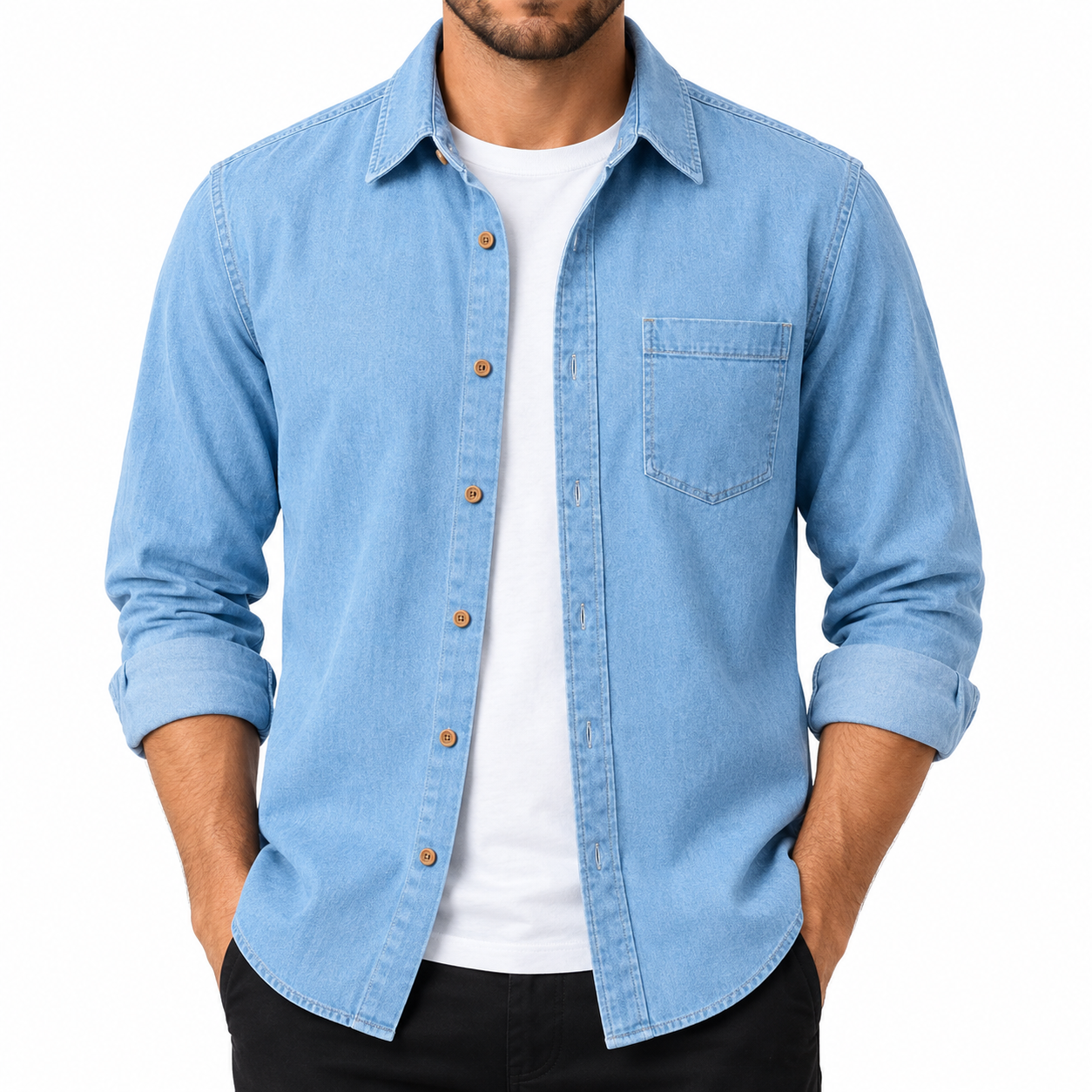 2 Pcs Combo Men’s Premium SoftWash Denim Shirt - Image 4