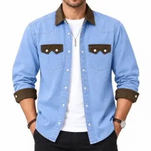 Men’s Premium Wash Contrast Denim Shirt