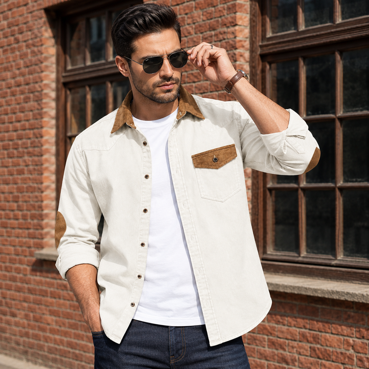 Men’s Premium Wash Contrast Denim Shirt - Image 2