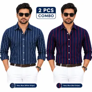 2 Pcs Combo Premium Full Sleeve One Pocket Cotton Shirt
