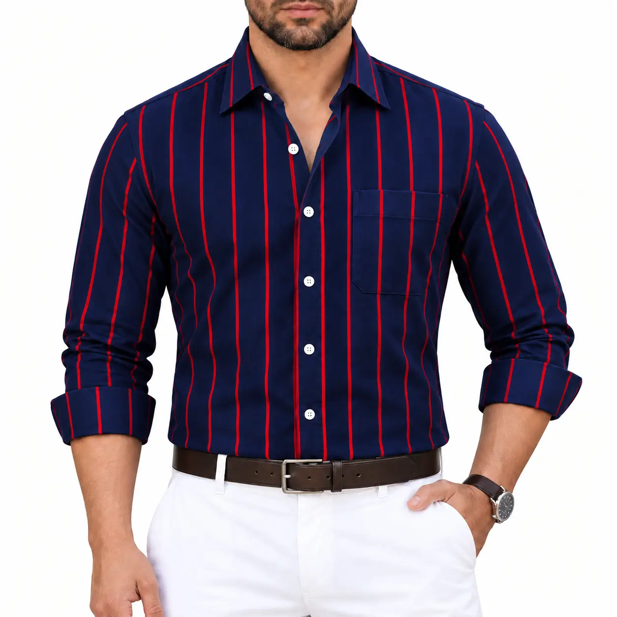 2 Pcs Combo Premium Full Sleeve One Pocket Cotton Shirt - Image 2
