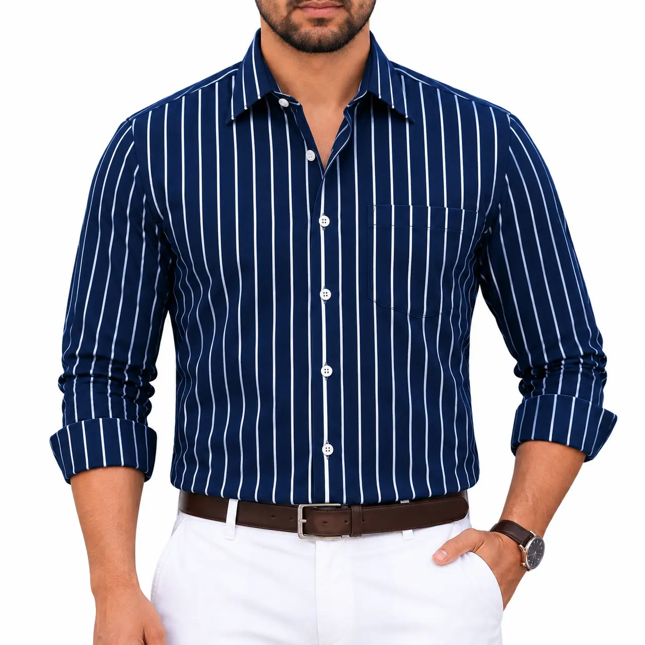 2 Pcs Combo Premium Full Sleeve One Pocket Cotton Shirt - Image 2