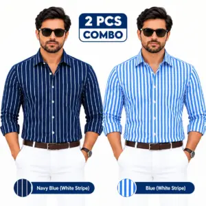 2 Pcs Combo Premium Full Sleeve One Pocket Cotton Shirt