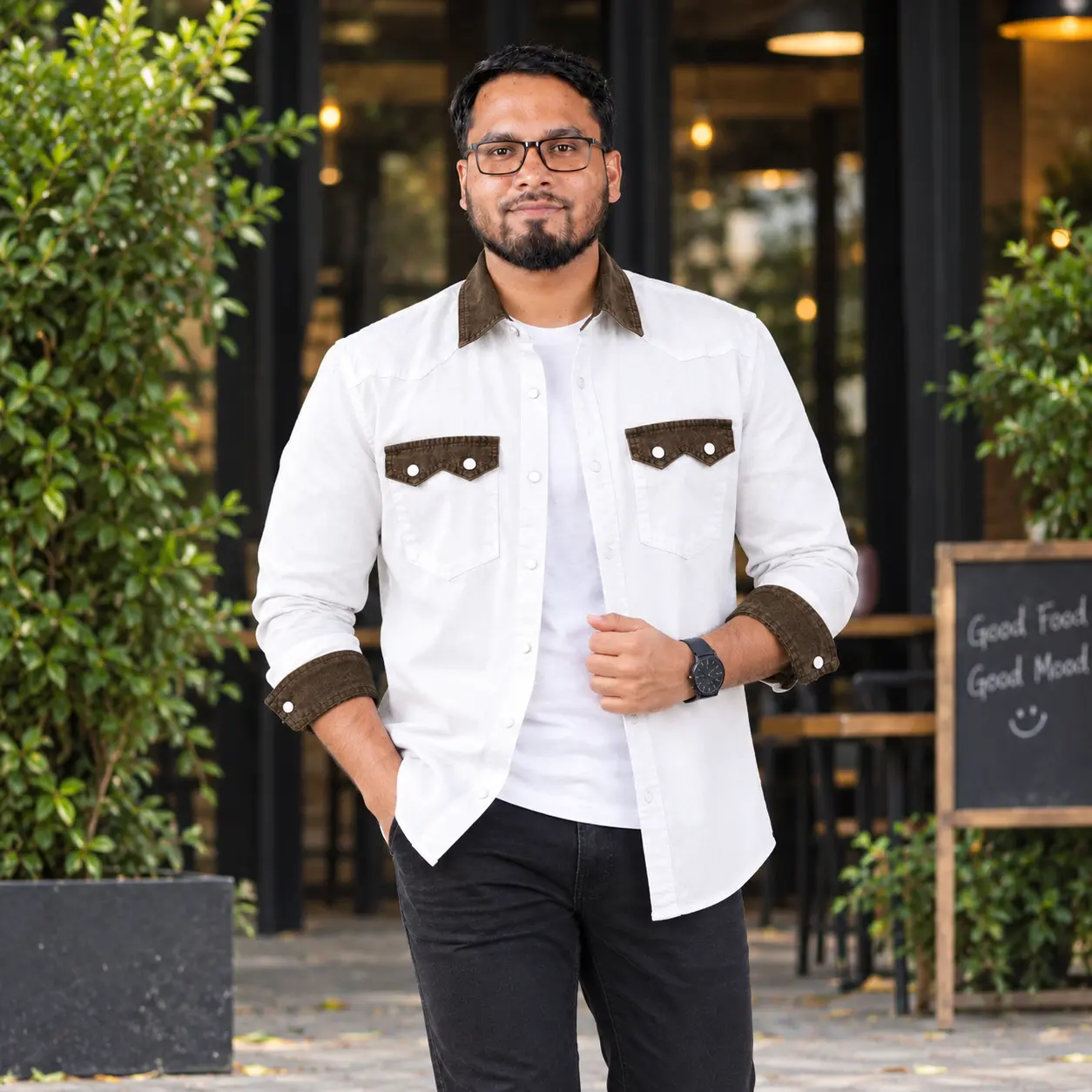 Men’s Premium Wash Contrast Denim Shirt - Image 3
