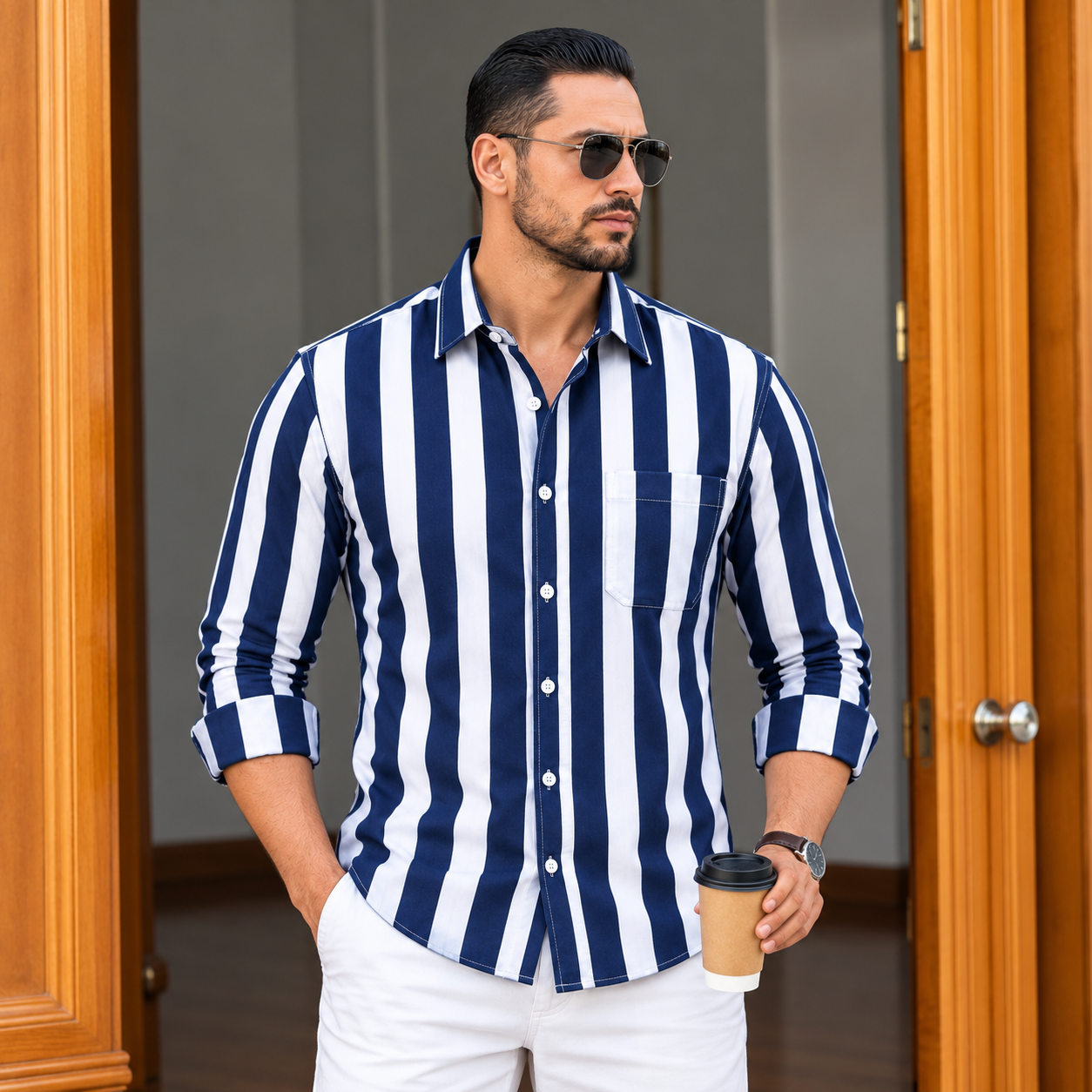 Men’s Premium Full Sleeve One Pocket Cotton Shirt - Image 2