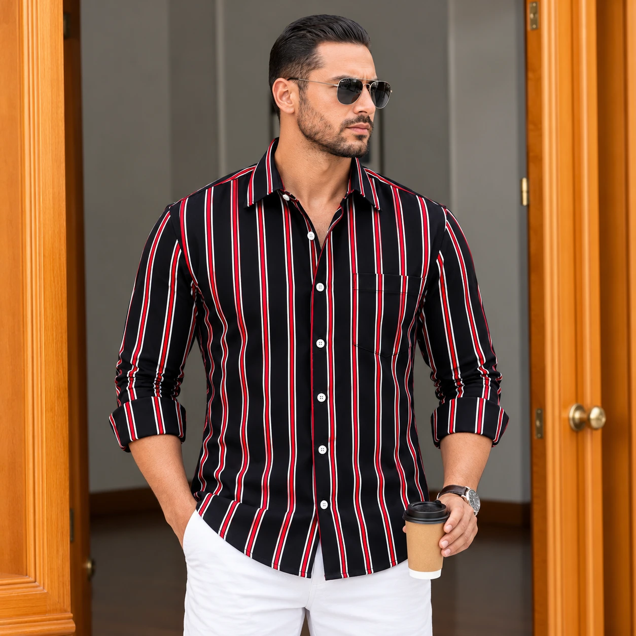 Men’s Premium Full Sleeve One Pocket Cotton Shirt - Image 2