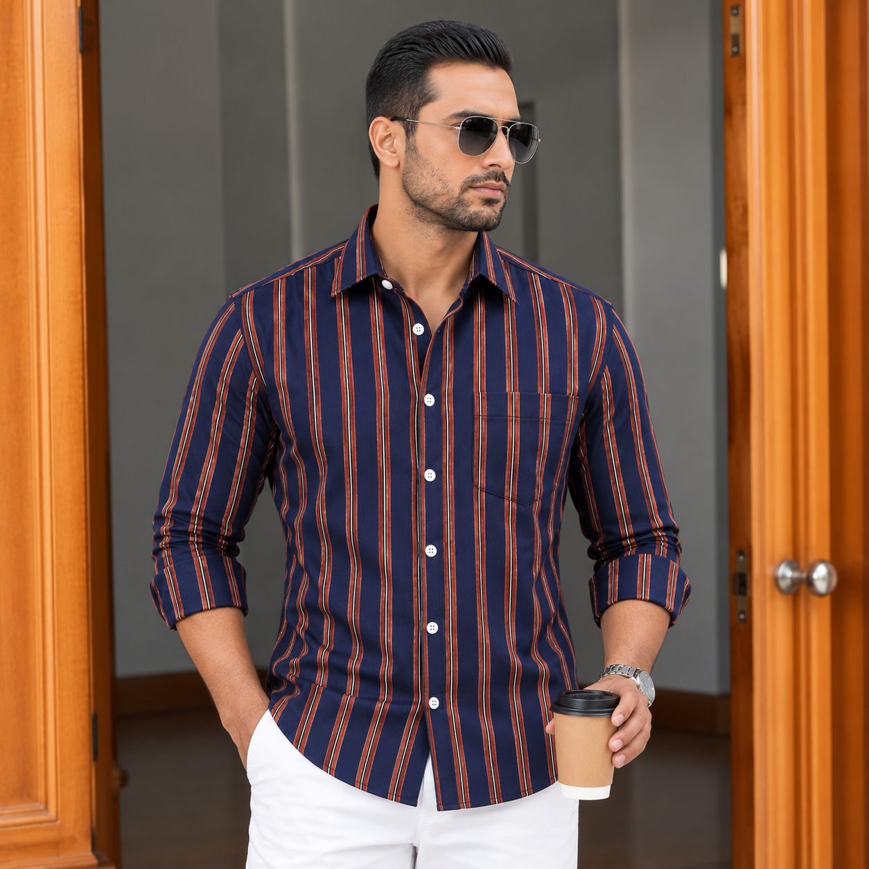 2 Pcs Combo Premium Full Sleeve One Pocket Cotton Shirt - Image 5