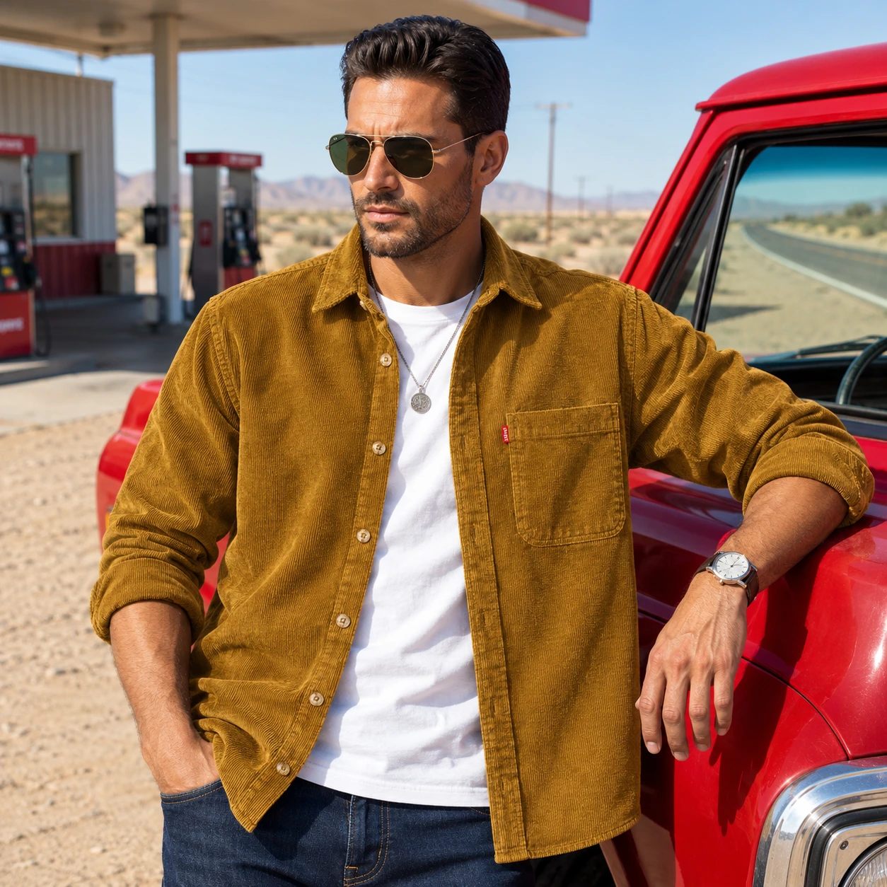 Men’s Premium Cord Fabric Full Sleeve Shirt - Image 2