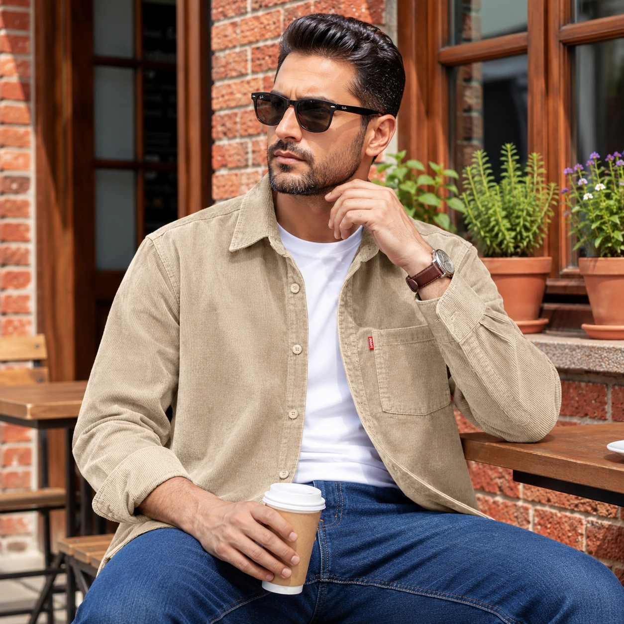 Men’s Premium Cord Fabric Full Sleeve Shirt - Image 3