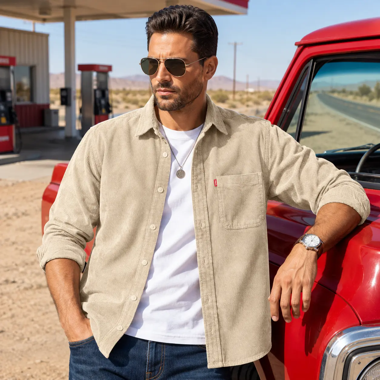 Men’s Premium Cord Fabric Full Sleeve Shirt - Image 2