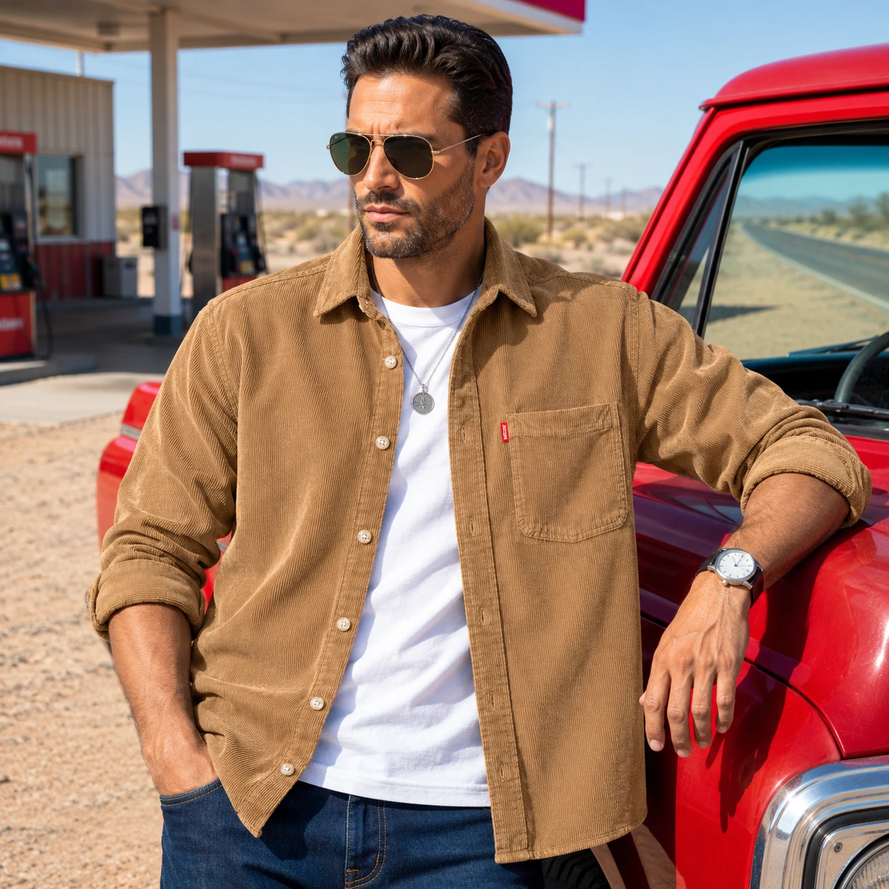Men’s Premium Cord Fabric Full Sleeve Shirt - Image 2