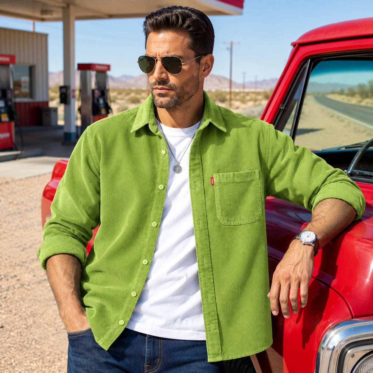 Men’s Premium Cord Fabric Full Sleeve Shirt - Image 2