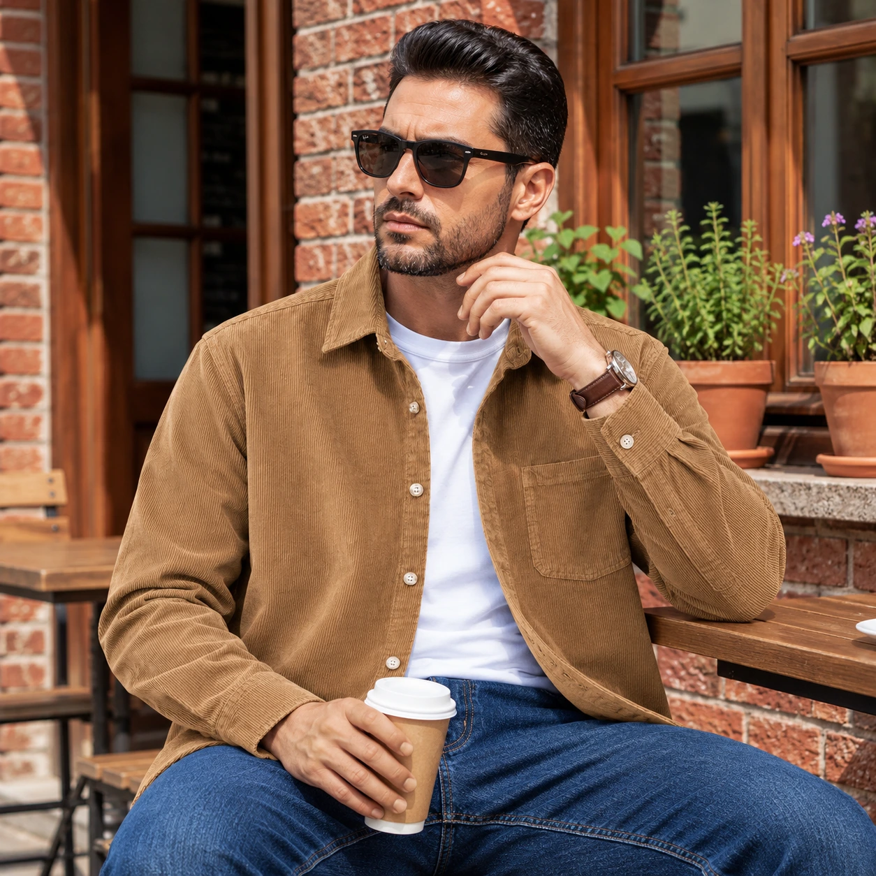 Men’s Premium Cord Fabric Full Sleeve Shirt - Image 3