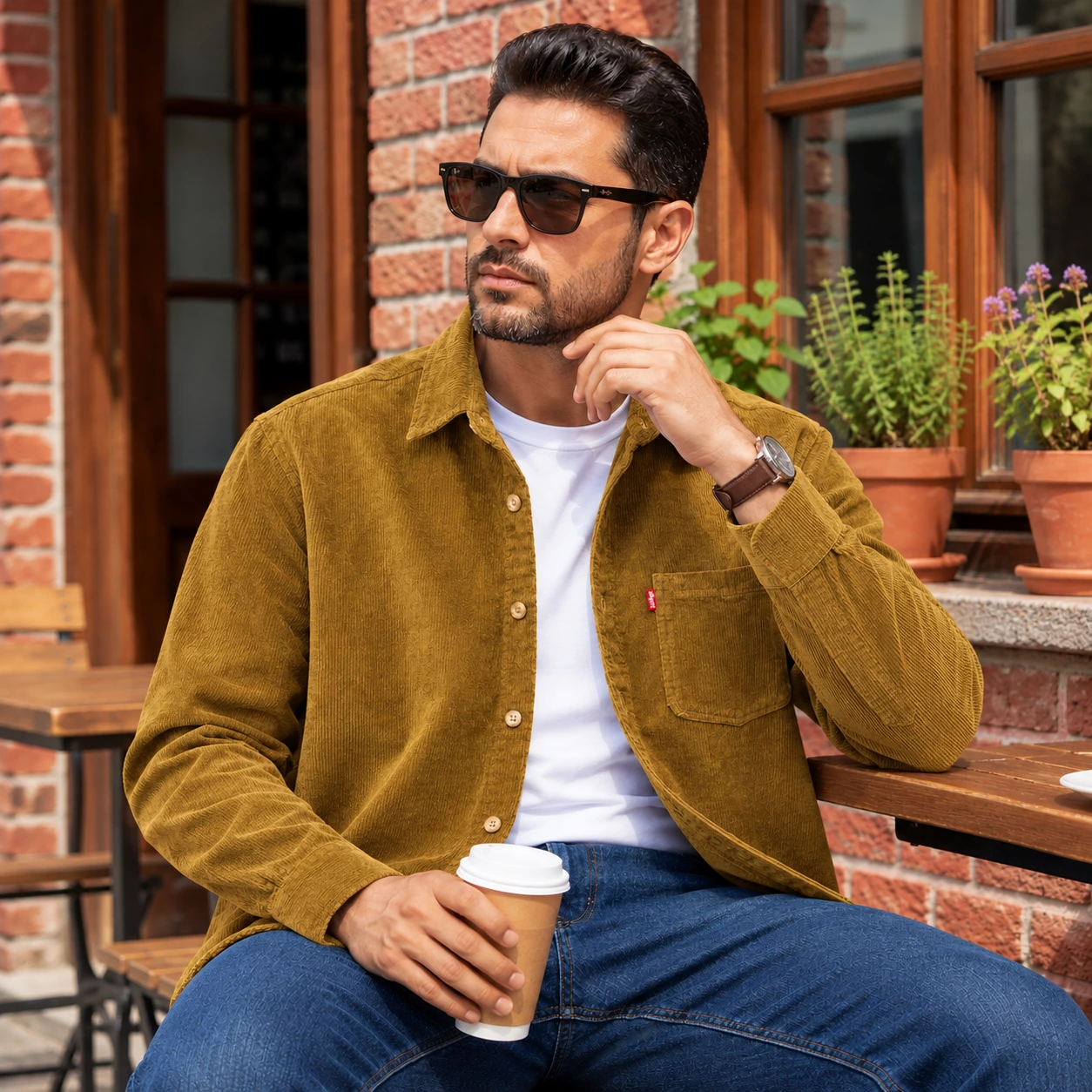 Men’s Premium Cord Fabric Full Sleeve Shirt - Image 3
